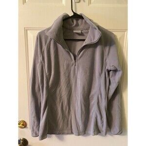 Womens Columbia grey soft fleece half zip hoodie size Large